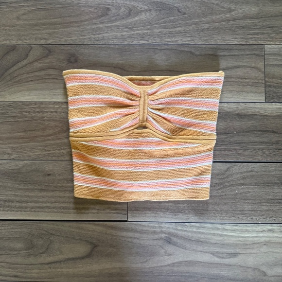 NWT! American Eagle | Size L (Fits S/M) | Orange & Pink Striped Tube Top - Picture 3 of 7